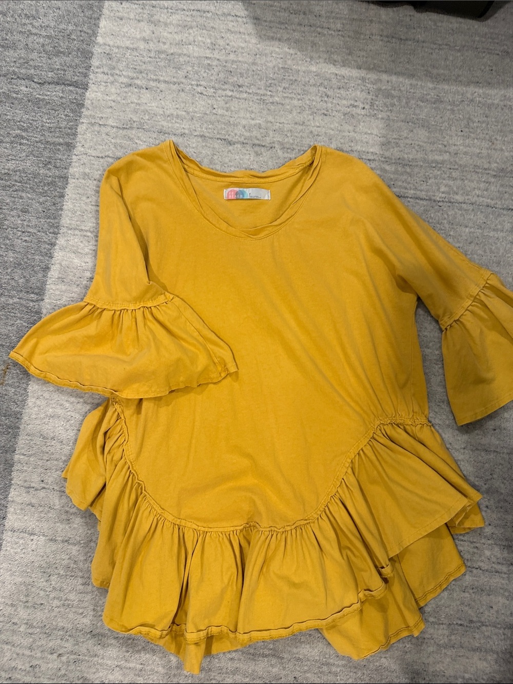 Free People Mustard Ruffle Hem Tunic